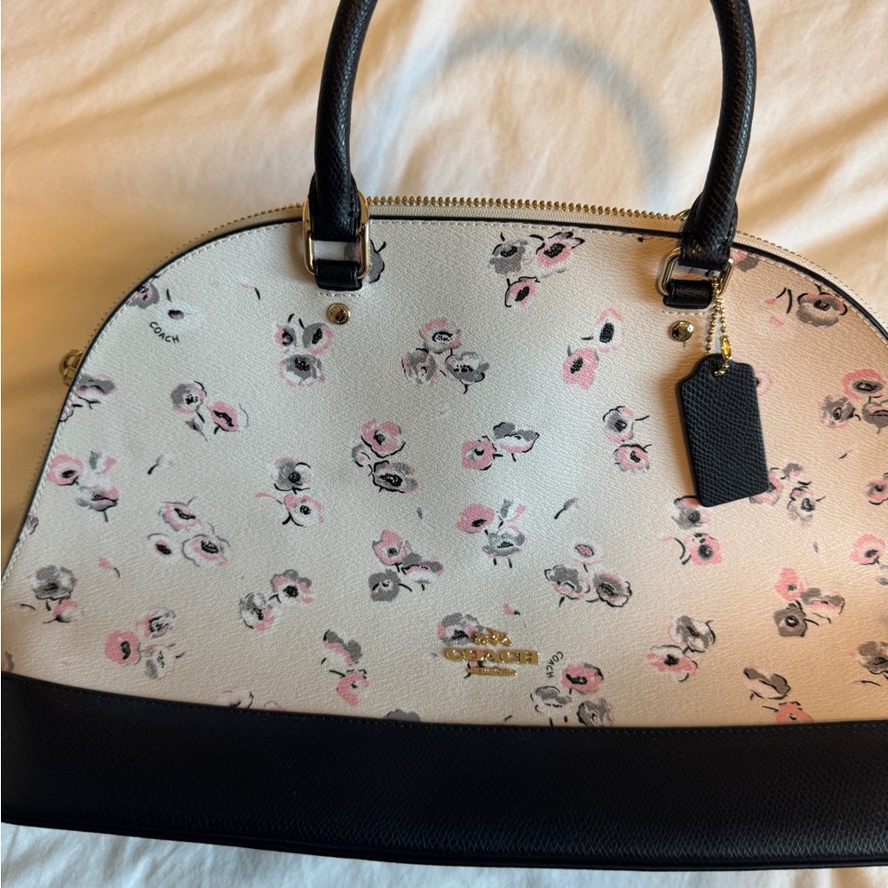 Coach Floral Print Women's Bag - Black and Cream